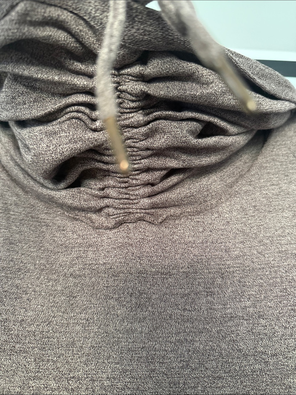 Women's Draped Cowl Tunic Sweatshirt/Tunic in Heather Brown - Picture 3 of 6